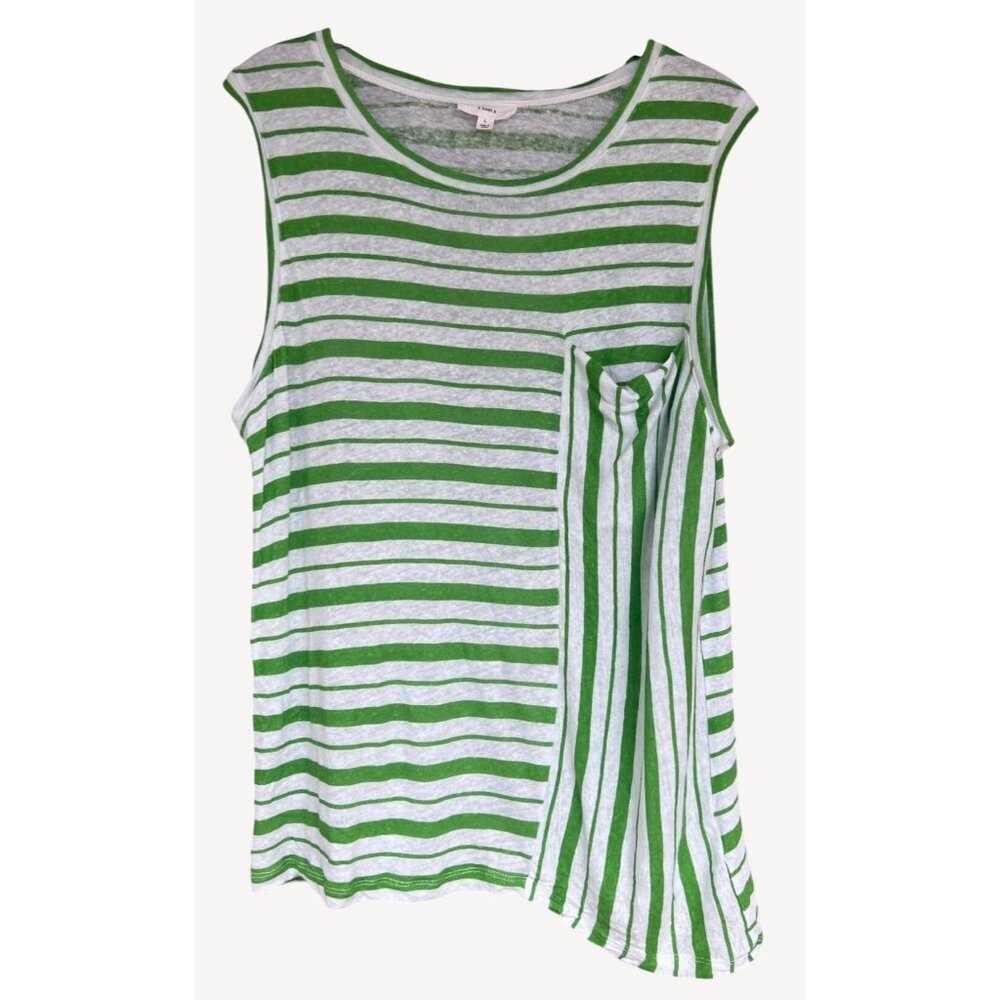 A loves a Womens Linen Blend Slub Cotton Tank Asymmetrical Stripes Size Large